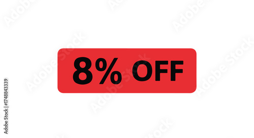 Eye-Catching Eight Percent Off Promotion Graphic on Red Background for Advertising Campaigns and Special Sales Offers