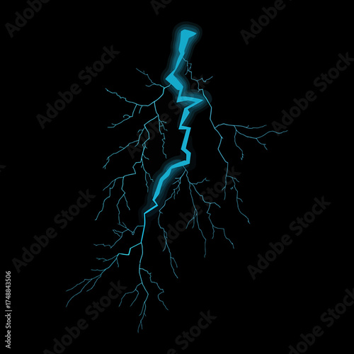 Electric blue lightning strike crackling energy bolt jagged flash of light