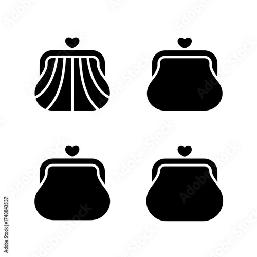 Four simple coin purse icons showing different styles and fill patterns