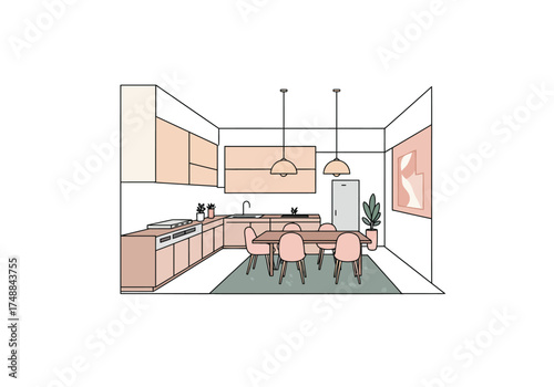 Cozy Kitchen Interior Design with Dining Area.