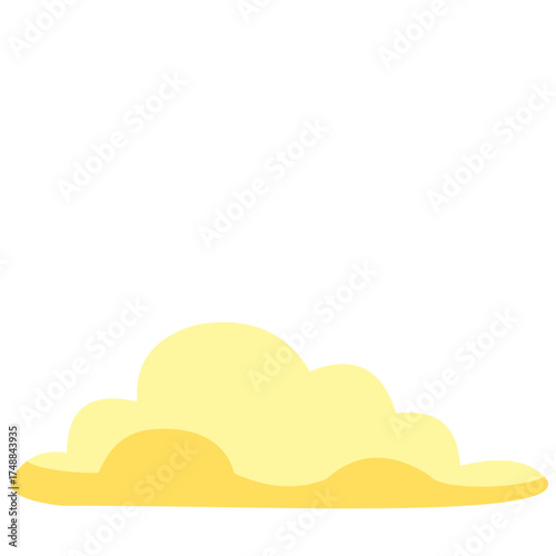 Soft yellow sand dune shape with gentle slopes, ideal for beach, travel, or serene desert-themed decorative backgrounds.
