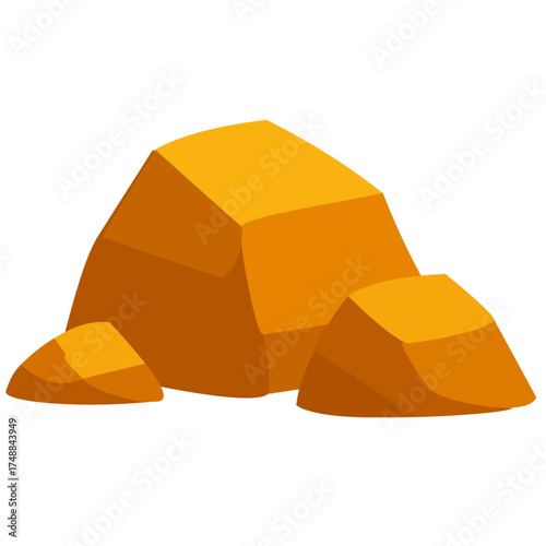 Chunky orange desert rocks with flat tops, adding geometric weight to southwestern, fantasy, or minimalist design compositions.
