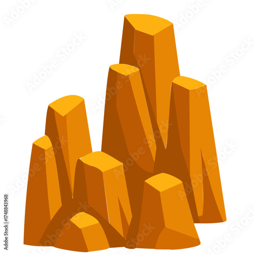 Rugged orange desert rock formation with multiple peaks, perfect for wild, arid, or adventurous-themed visual compositions.
