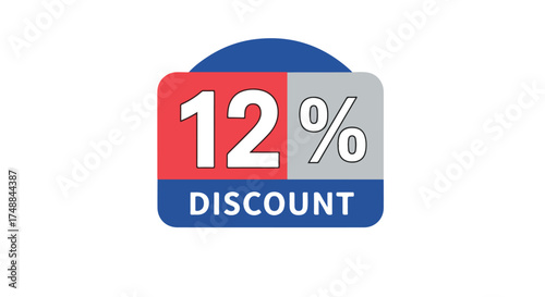 Eye-catching 12% Discount Badge Graphic Featuring Modern Colors and Clean Lines for Marketing Materials