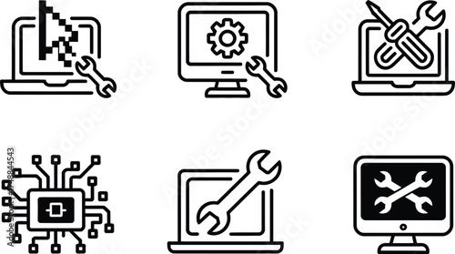 Computer Repair and Technology Icons Set