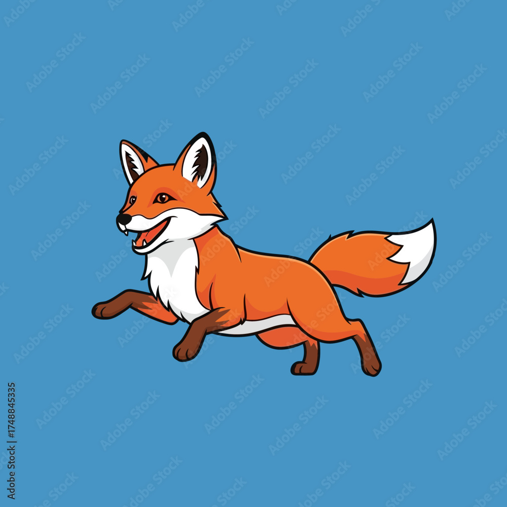 Fototapeta premium Cartoon Fox Running with Determination and Focus.