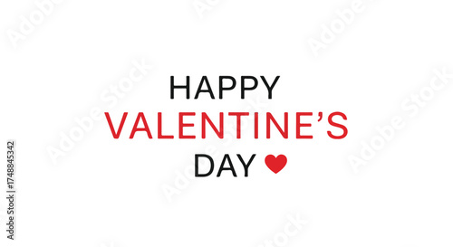 Simple happy valentine's day message design with heart, ideal for holiday greetings or expressing romantic affection in minimalist style perfect for