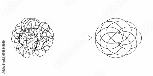 From chaos to order simple line drawing illustrating a transition from complexity to simplicity