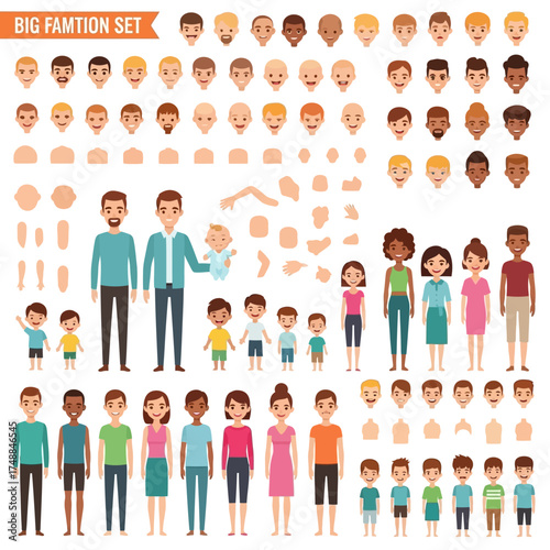 Diverse Family Character Set for Animation and Design Projects.