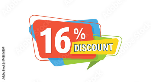 Eye-Catching Sixteen Percent Discount Promotion Label for Retail Marketing Sixty percent sale, promotional vector graphics