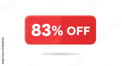 Vibrant Red Banner Displaying an 83 Percent Discount Offer on a Clean White Background for Online Sales