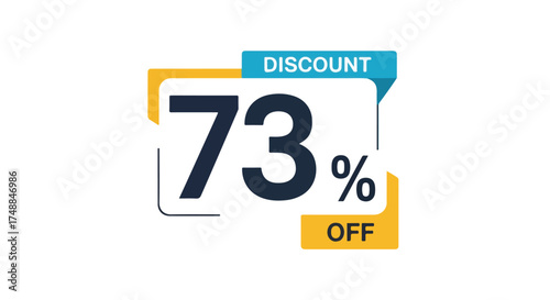 Promotional vector illustration featuring a vibrant seventy-three percent discount offer for enticing savings and limited time deals