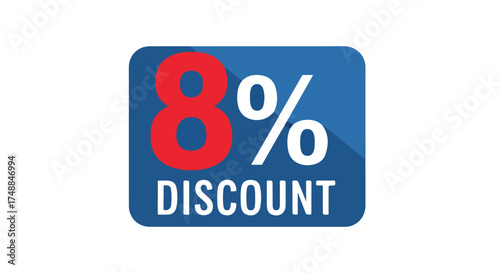 Promotional design showcasing an 8 percent discount offer with a modern and eye-catching style