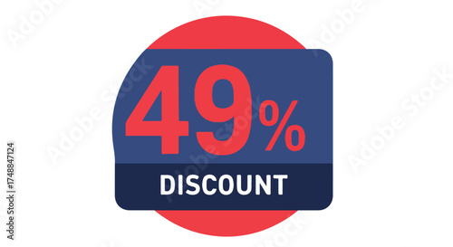 Promotional graphic highlighting a forty-nine percent discount offer on products and services within a circular design element