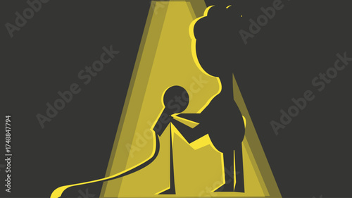 Storyteller Silhouette Standup Cartoon 