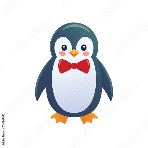 Dapper penguin in red bow tie