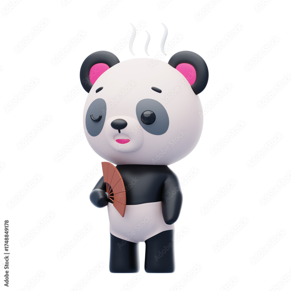 Fototapeta premium Panda Is Hot 3D Character Illustration.