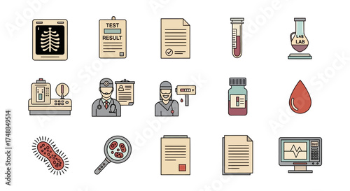 Medical Icons Set: Healthcare and Laboratory Elements.