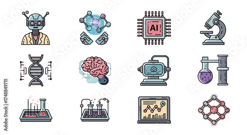 Science and Technology Icons: A Comprehensive Visual Representation.