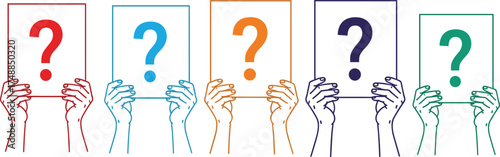 Crowd of diverse people looking in the same direction, illustration in black and white