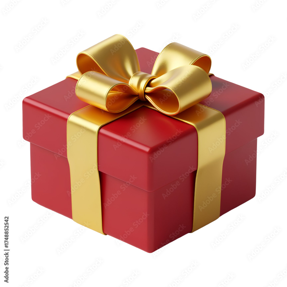 Obraz premium 3D Red Gift Box with Gold Ribbon