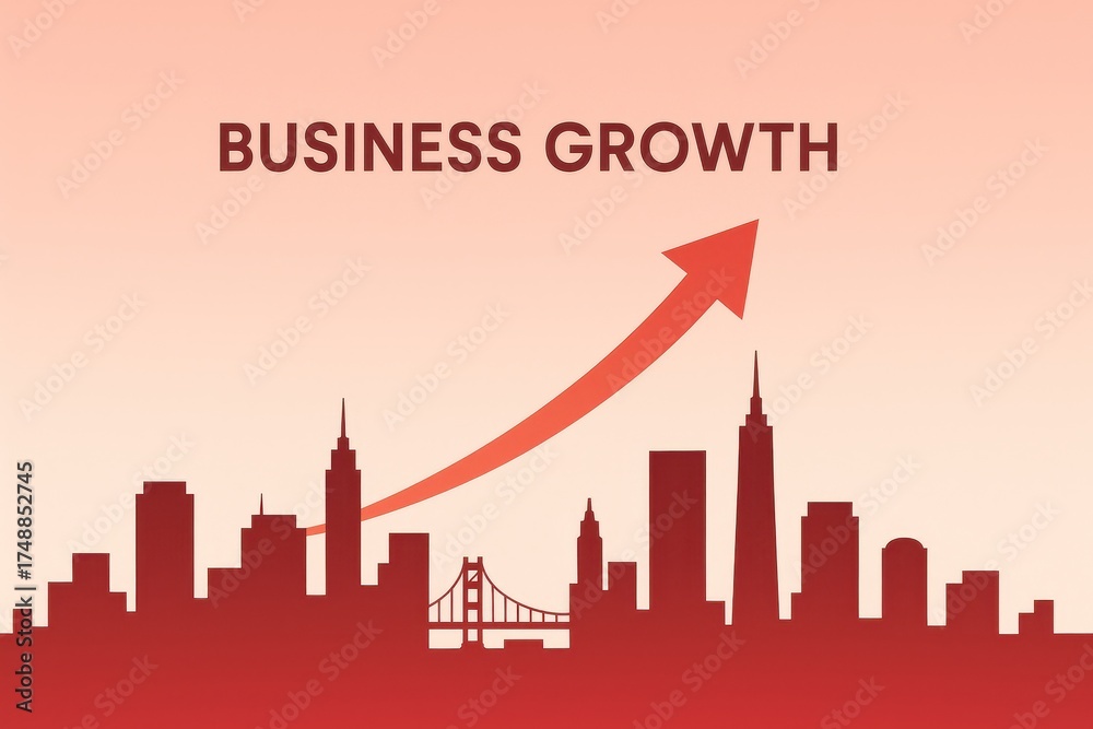 Fototapeta premium City skyline morphing into a bold red arrow a dynamic vector banner that symbolizes growth momentum and a clear path forward