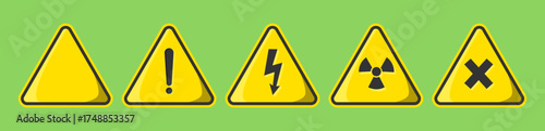 Yellow Warning Danger Hazard Caution Icon Set