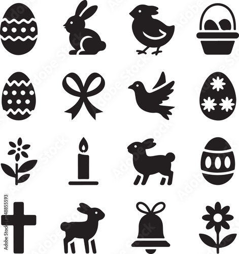 Easter symbols and animals easter egg bunny