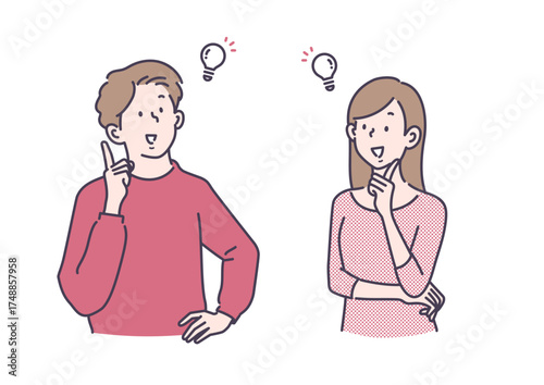 ひらめく男女のイラスト
