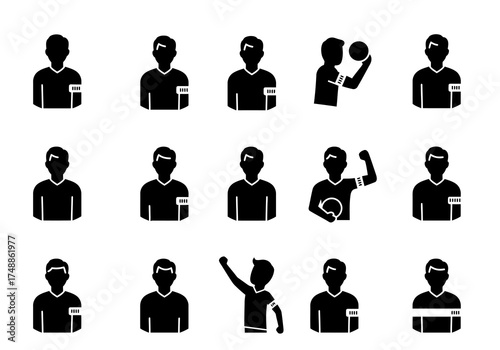 Black and White Set of Referee Icons Illustrating Sportsmanship