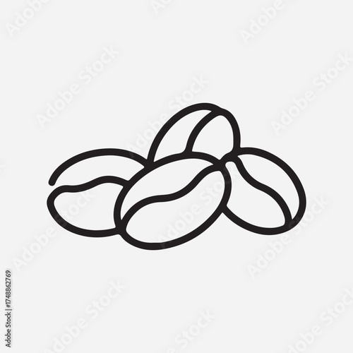 Coffee Bean Outline: Simple outline of several coffee beans perfect for design elements or coffee related topic.