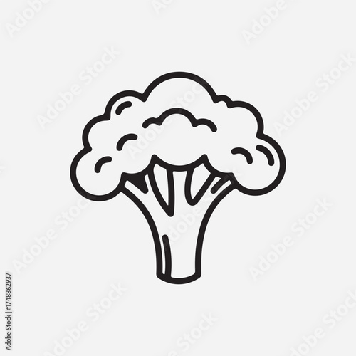 Broccoli Icon: A minimalist icon presents a fresh, crisp broccoli floret, ready to be added to healthy meals.