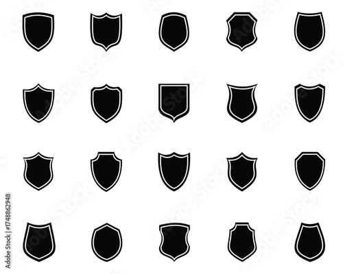 Vintage Shield & Protection Icon Set — Security Badge, Emblem, and Vector Symbols Collection