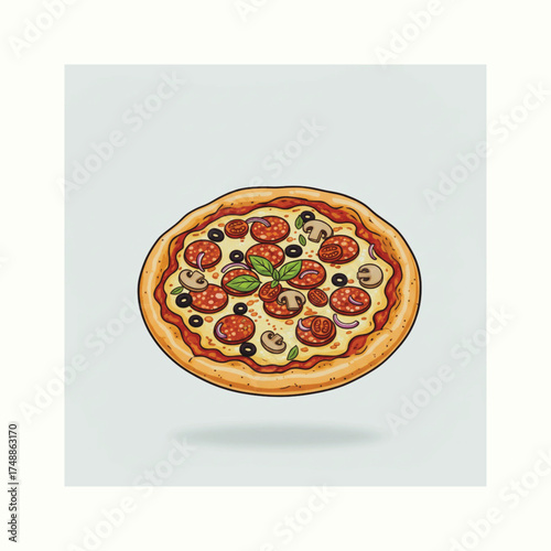 Gourmet Pepperoni and Mushroom Pizza