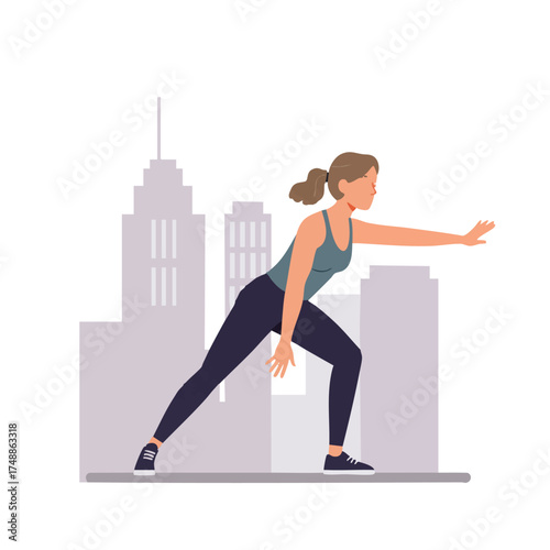 Woman doing parkour in the city.