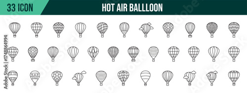 Hot air balloon fire collection, editable and resizable vector icon templates.