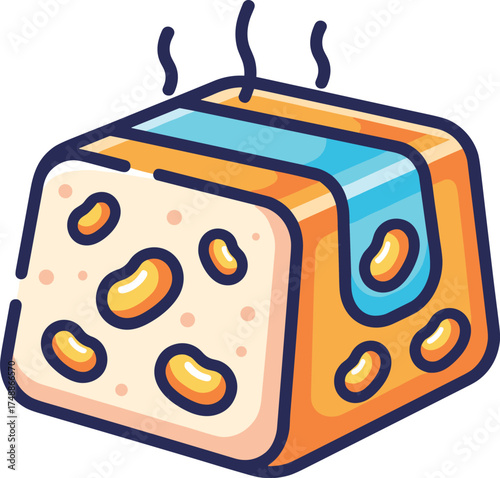 Steaming Tofu with Beans, Healthy Food Illustration