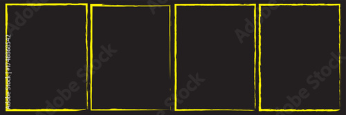 Grunge photo frame template collection. Grunge frames for photo collage, stories and social network media. Rectangular old rough edge effect border for picture overlay. Set of vector illustration