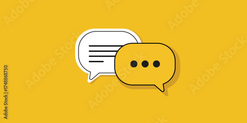 chat,message,communication flat vector illustration of two overlapping speech bubbles for online messaging or communication concept