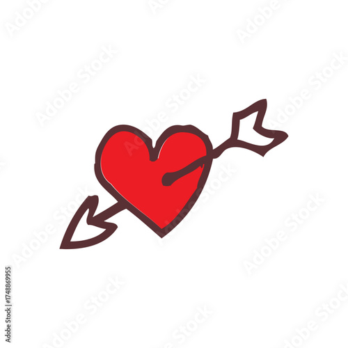 Heart with Arrow Doodle