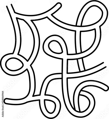 Abstract Doodle Maze Path Game, Line Maze for Kids, Fun Maze Activity
