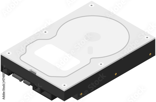 Isometric Illustration of 3.5 Inch Hard Disk Drive HDD