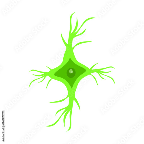 Microglia Cell Illustration brain activity, and cognitive function, ideal for science, technology, and medical applications