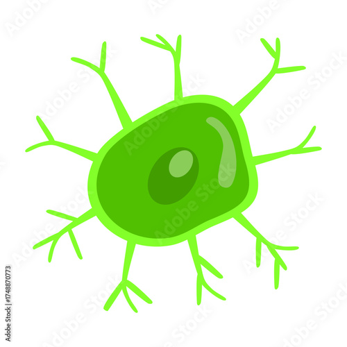 Microglia Cell Illustration, a key to unlocking brain function, learning, and neurological research, originally designed as scalable vector art