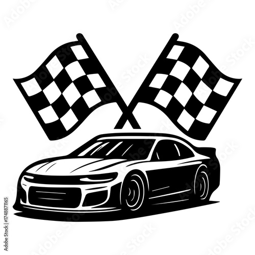 Crossed checkered flags icon with transparent background for Race Car racing theme
