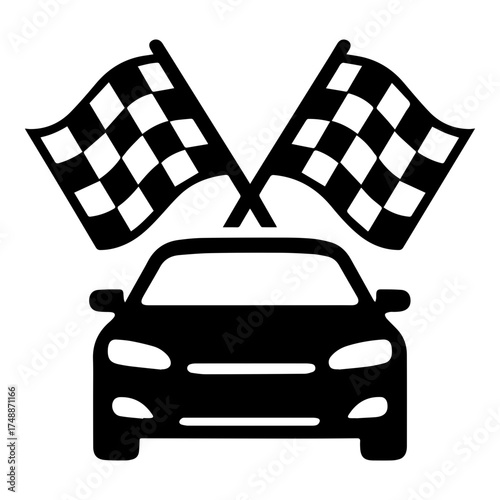 Crossed checkered flags icon with transparent background for Race Car racing theme
