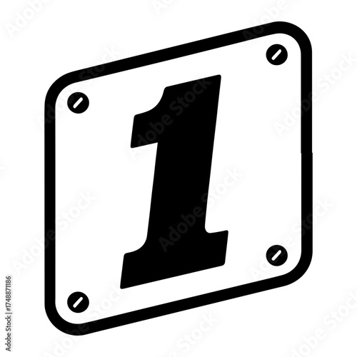 Race Car Number plate 1st birthday icon with transparent background for race car numbering
