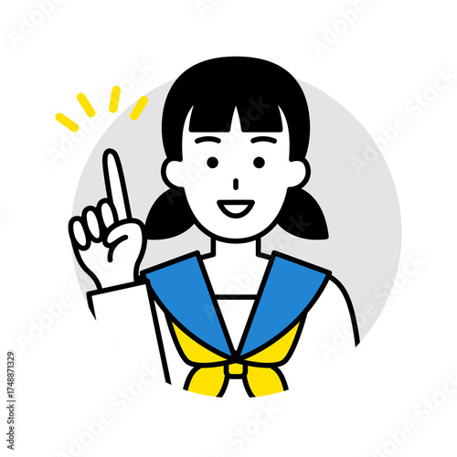 女子学生のアイコン（ひらめく）