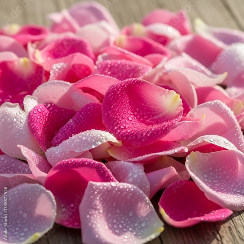Rose Petals - A Delicate Display of Pink and White.