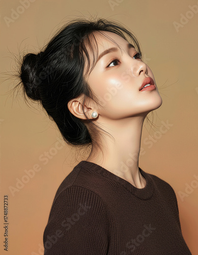 Korean Female Beauty Model with Autumn Mood (AI Generated)